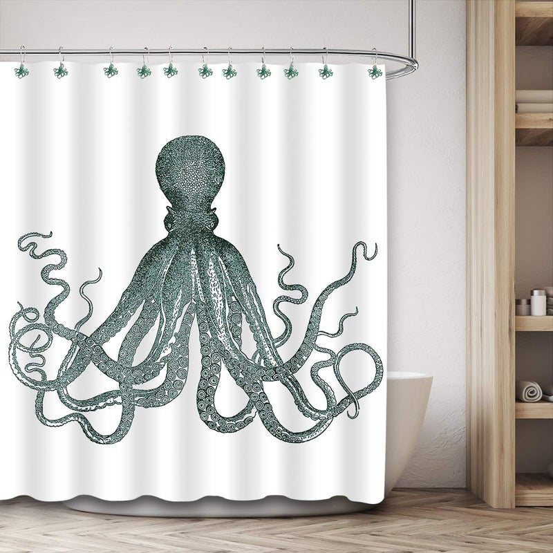 ZILucky Set of 12 Octopus Shower Curtain Hooks Decorative Home Bathroom Stainless Steel Rustproof - Image 2